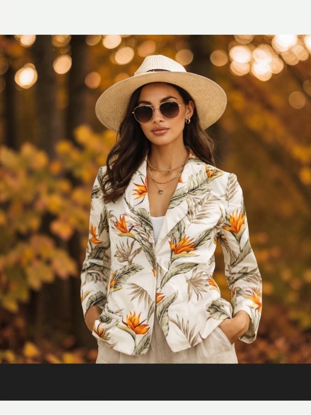 ContemporaineSimons Floral Linen
OpenFront Tropical PalmLeaf Blazer
Jacket M VTG